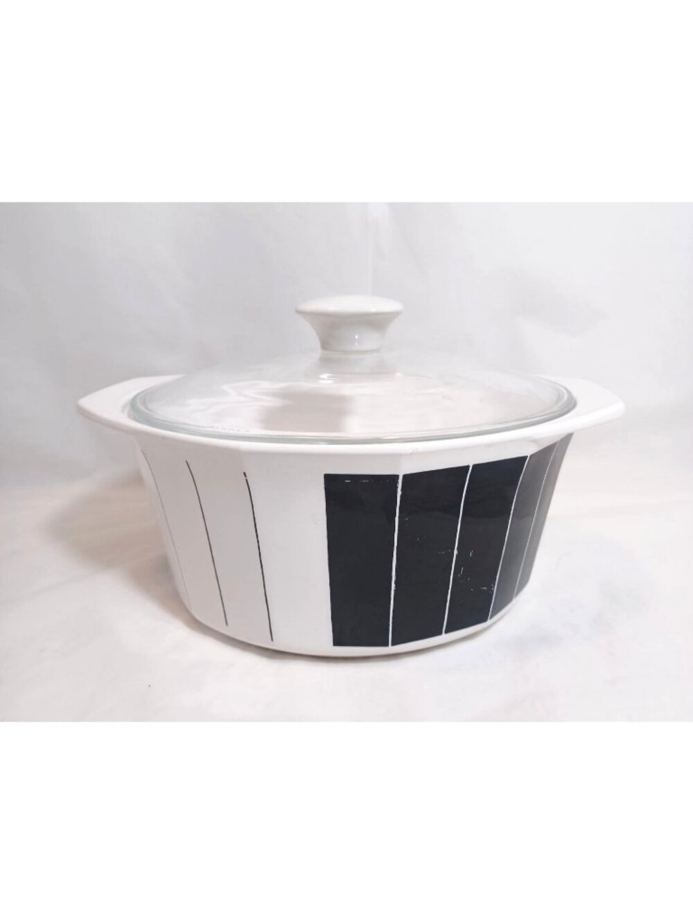 Vtg Daniel Hechter AAH02 Counterpoint Black Bakeware Casserole Dish with Lid MCM